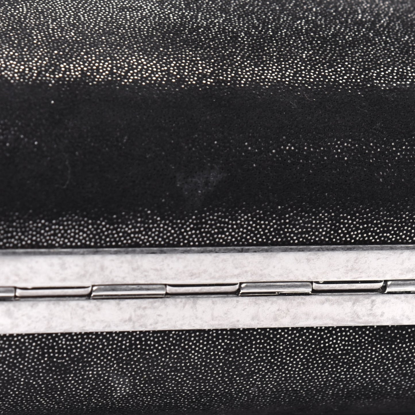 Metallic Suede Skull Box Clutch Black