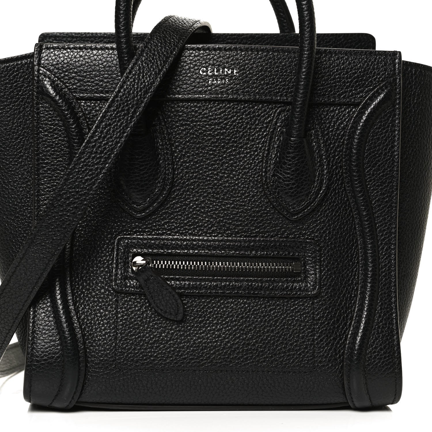 Celine Drummed Calfskin Nano Luggage Black 8 of 12