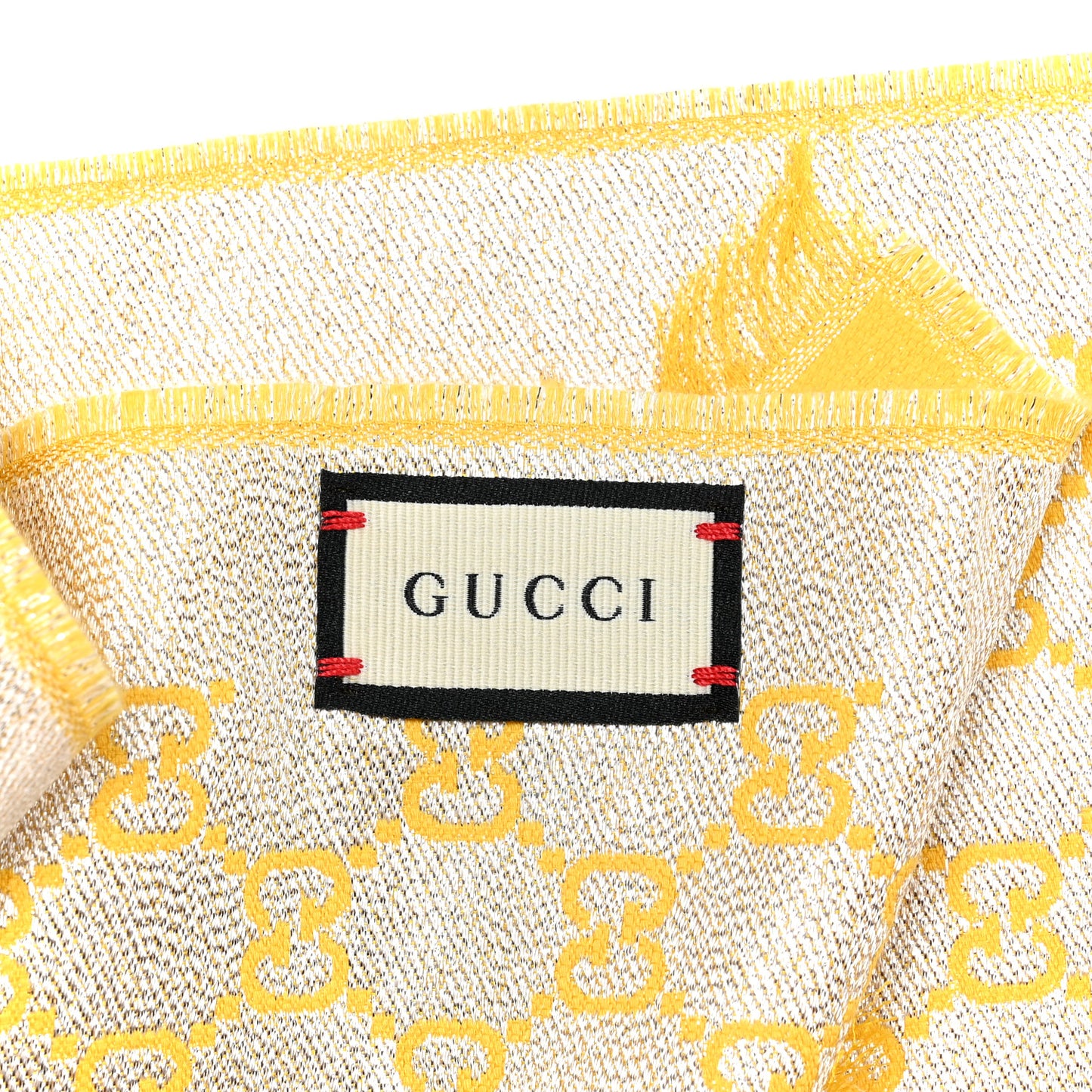 Cotton Lame GG Monogram Argentavio Fringe Scarf Lemon Light Grey
