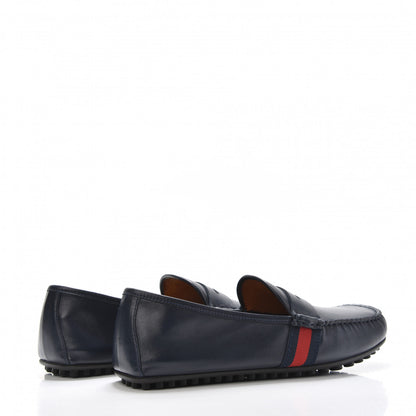 Gucci Nappa Web Mens Kanye Driver Loafers 9 Blue 4 of 9