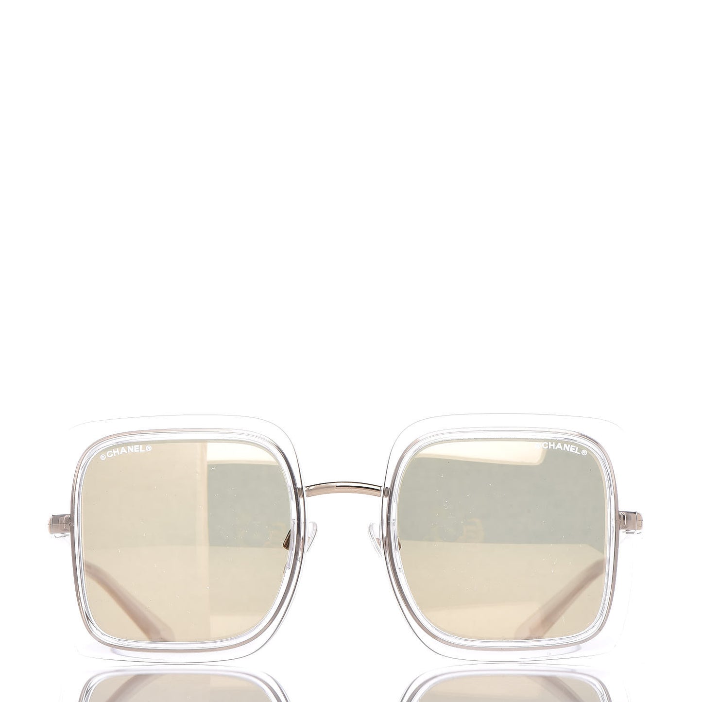 24K Gold Mirror Square Sunglasses 4240 Transparent
