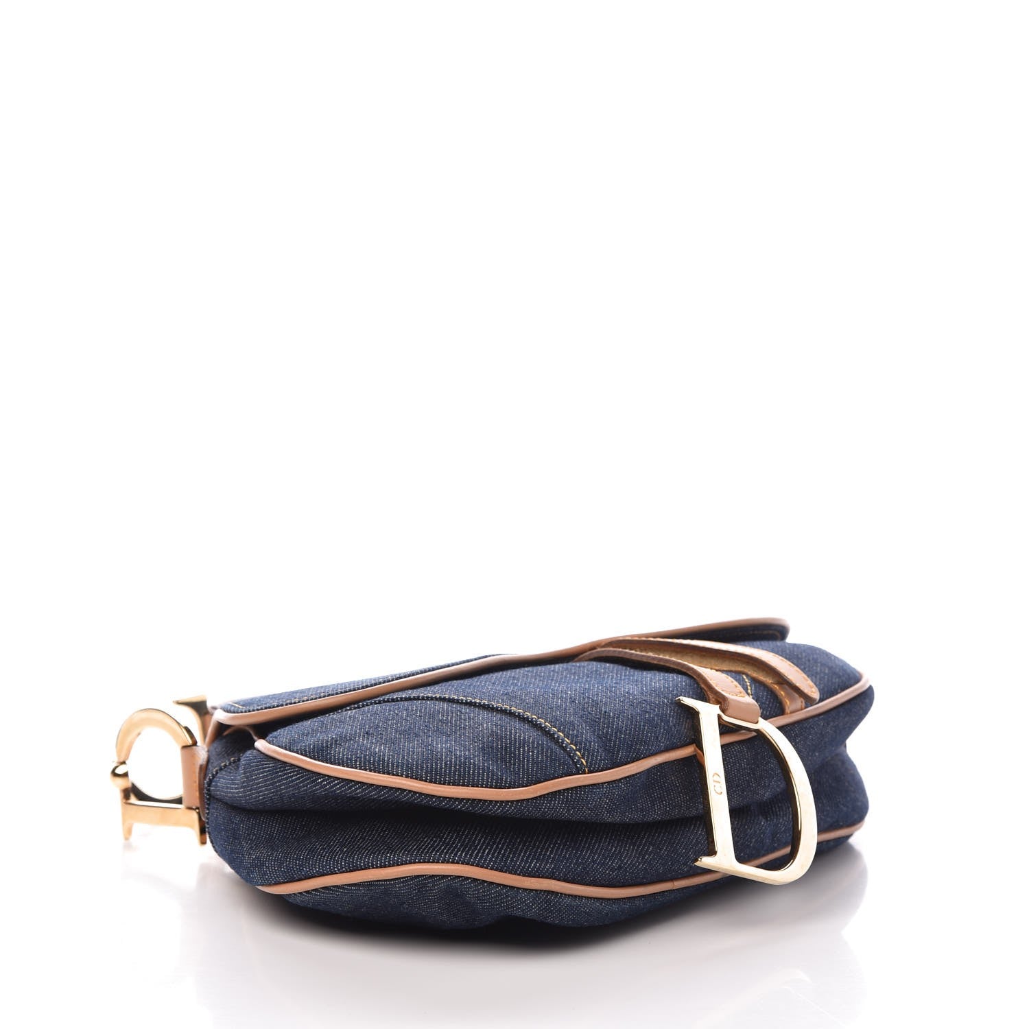 Christian Dior Denim Calfskin Saddle Bag Blue 4 of 7