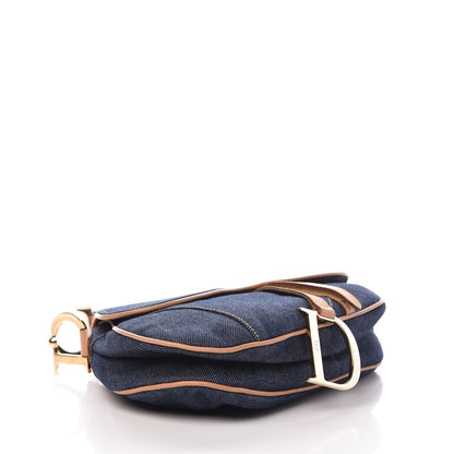 Christian Dior Denim Calfskin Saddle Bag Blue 4 of 7