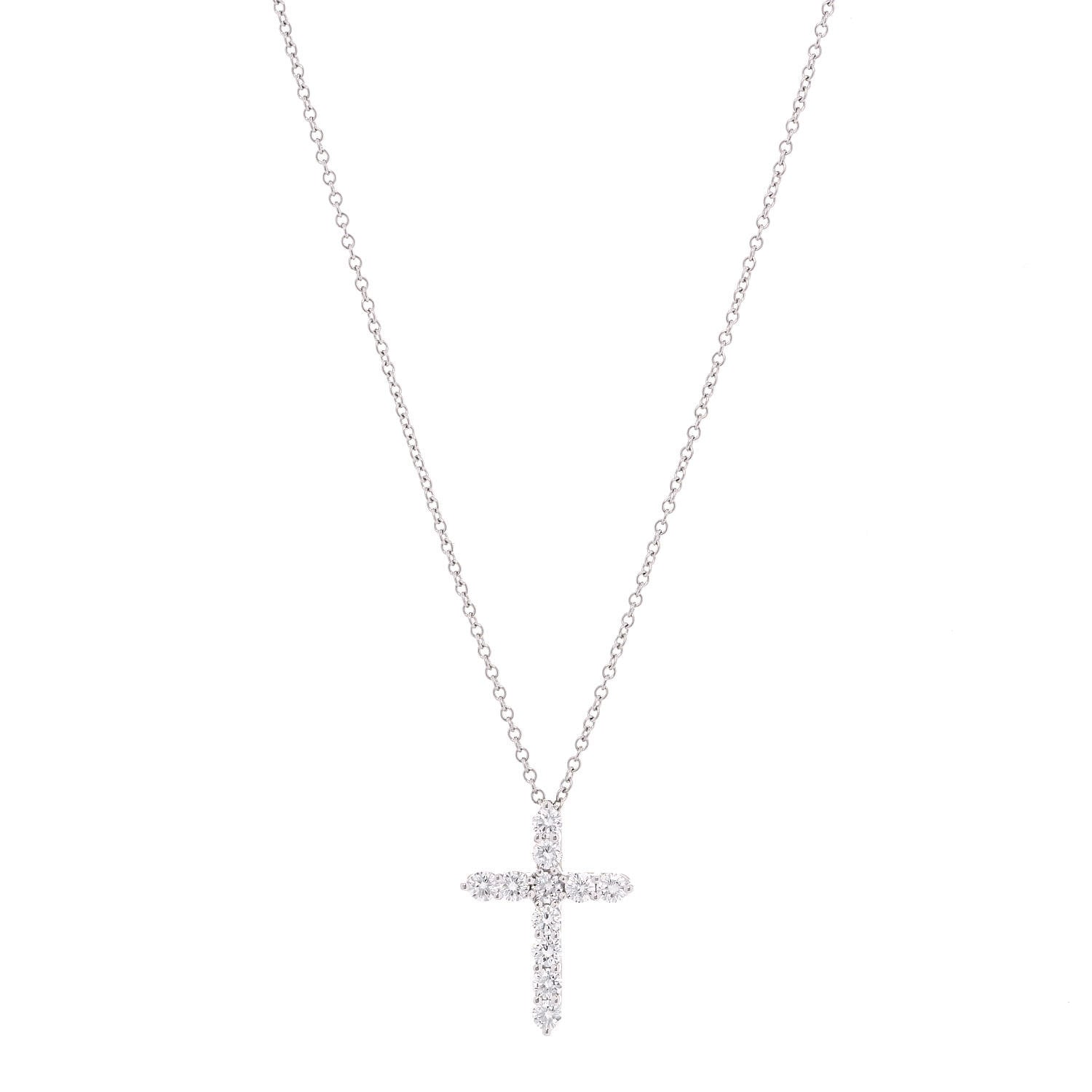 Tiffany Platinum Diamond Small Cross Pendant Necklace 1 of 6
