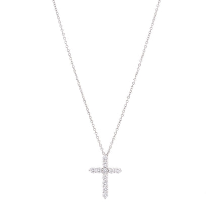 Tiffany Platinum Diamond Small Cross Pendant Necklace 1 of 6