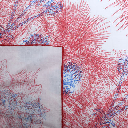 Hermes Cashmere Silk Le Jardin De Leila Au Bloc Shawl 140 Blanc Rose Vif Encre 4 of 8