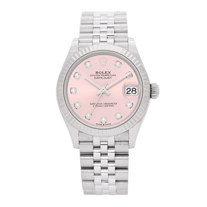 Rolex Stainless Steel 18K White Gold Diamond 31mm Oyster Perpetual Datejust Watch Pink 278274 1 of 5