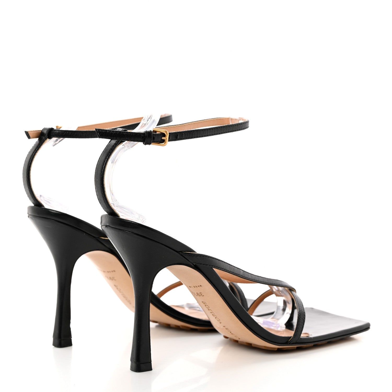 Bottega Veneta Lambskin Stretch Multi Strap 90mm Sandals 36.5 Black 4 of 22