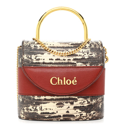 Chloe Calfskin Lizard Embossed Small Aby Lock Sepia Brown 1 of 10
