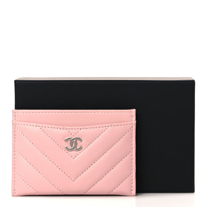 Chanel Lambskin Chevron Quilted Card Holder Light Pink 8 of 10