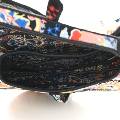 Christian Dior Canvas Embroidered Zodiac Fantastico Saddle Bag Black Multicolor 5 of 10