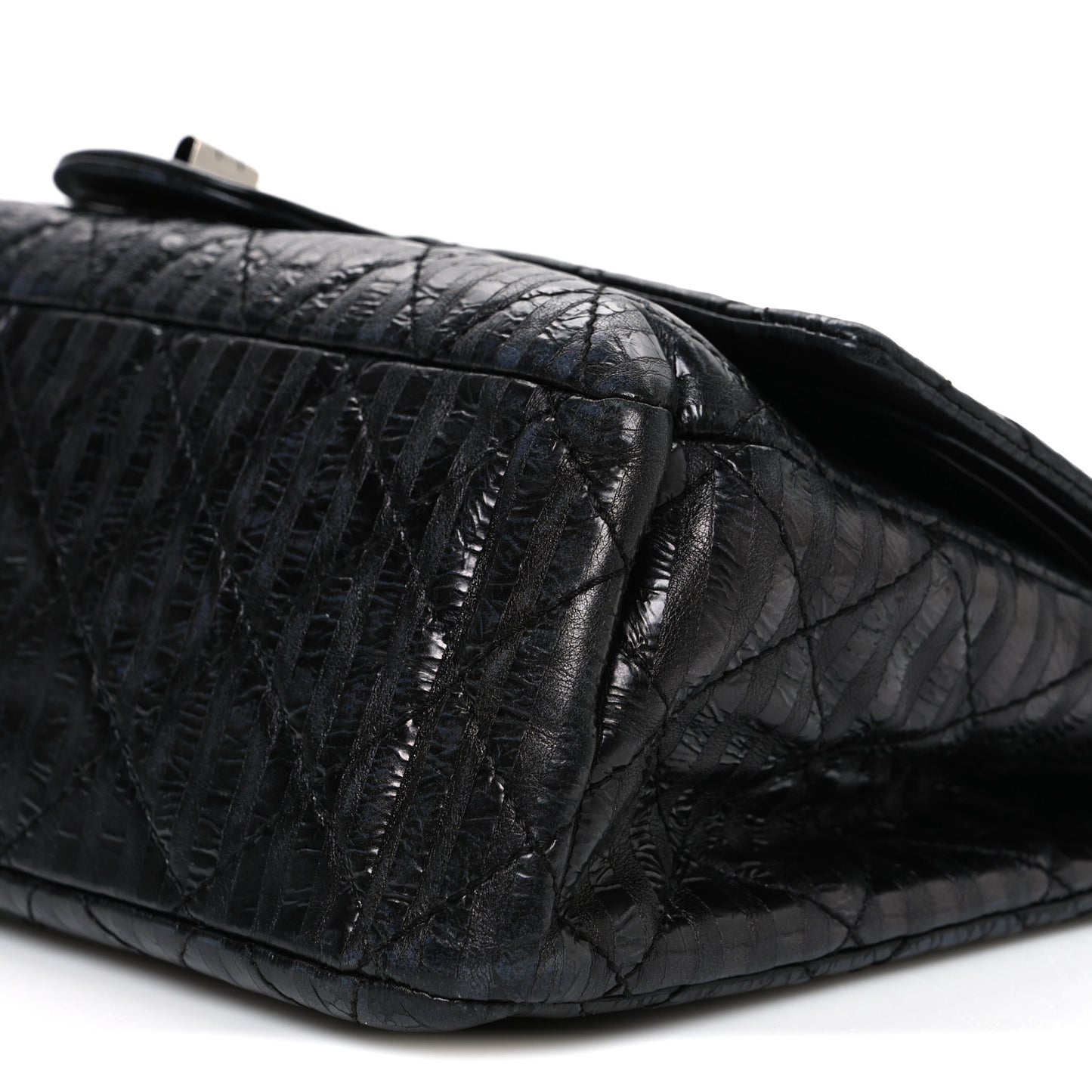 Metallic Calfskin Striped 2.55 Reissue 227 Flap Black