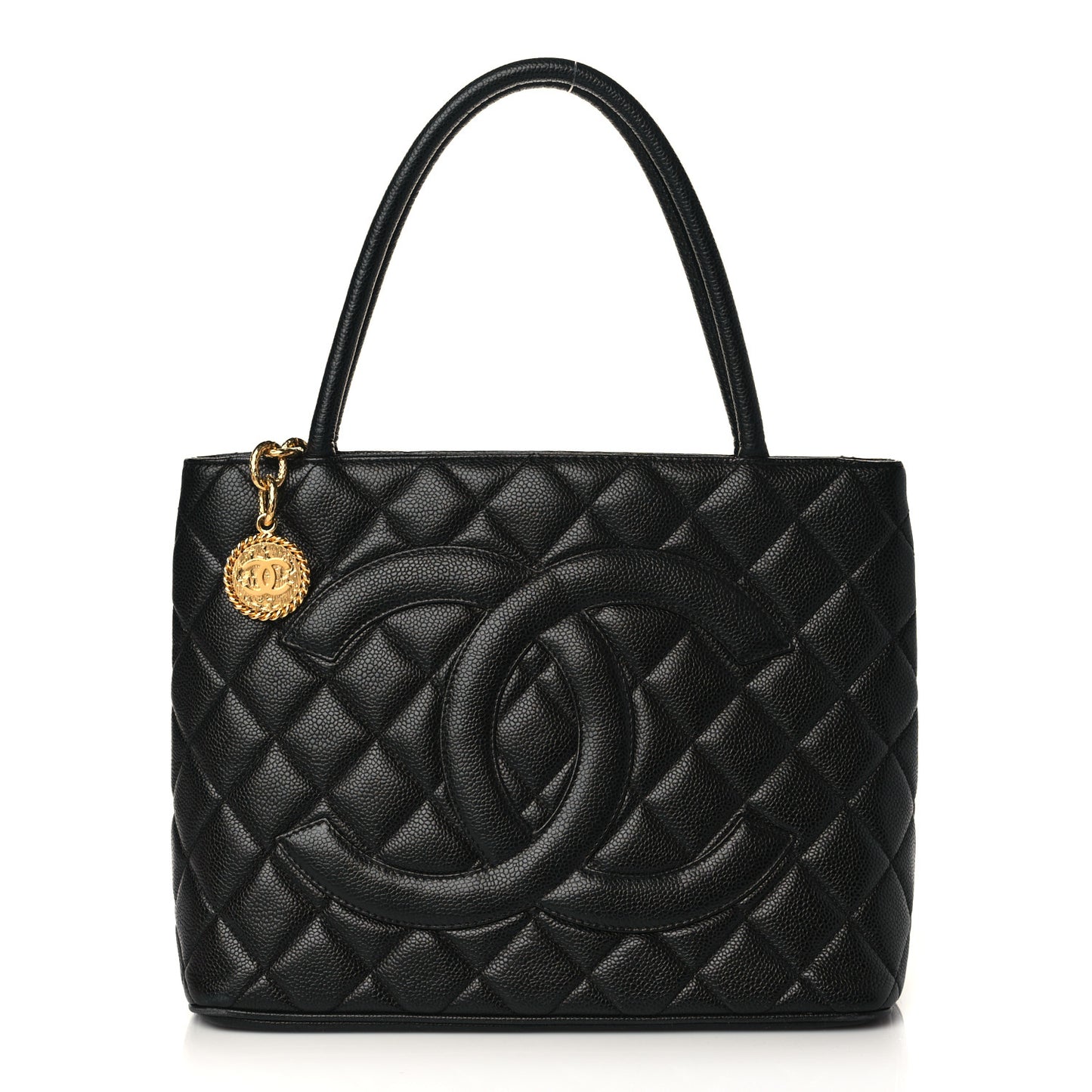 Caviar Quilted Medallion Tote Black