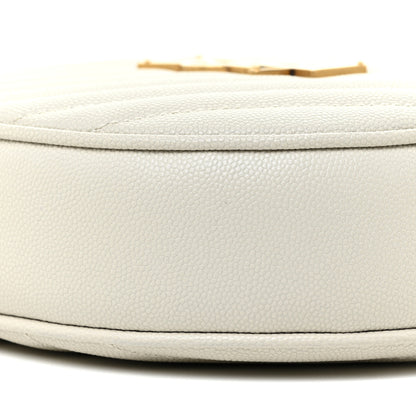 Saint Laurent Grain De Poudre Matelasse Chevron Quilted Round Vinyle Camera Bag Crema Soft 8 of 10