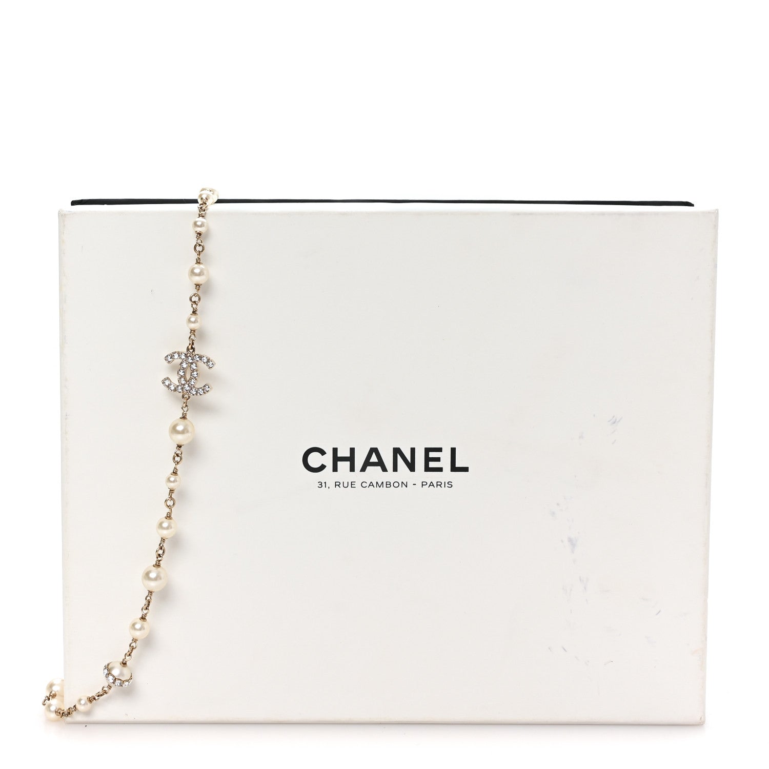 Chanel Crystal Pearl CC Long Necklace Gold 5 of 5