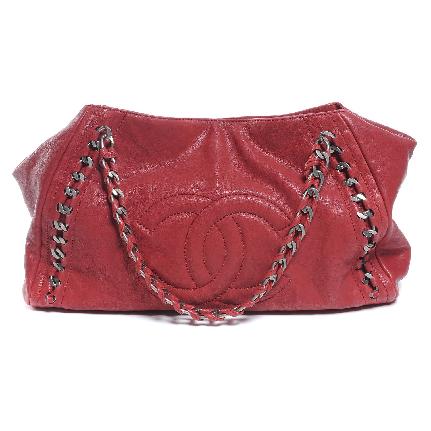 Chanel Caviar Luxe Ligne Modern Chain Tote Large Red 1 of 7