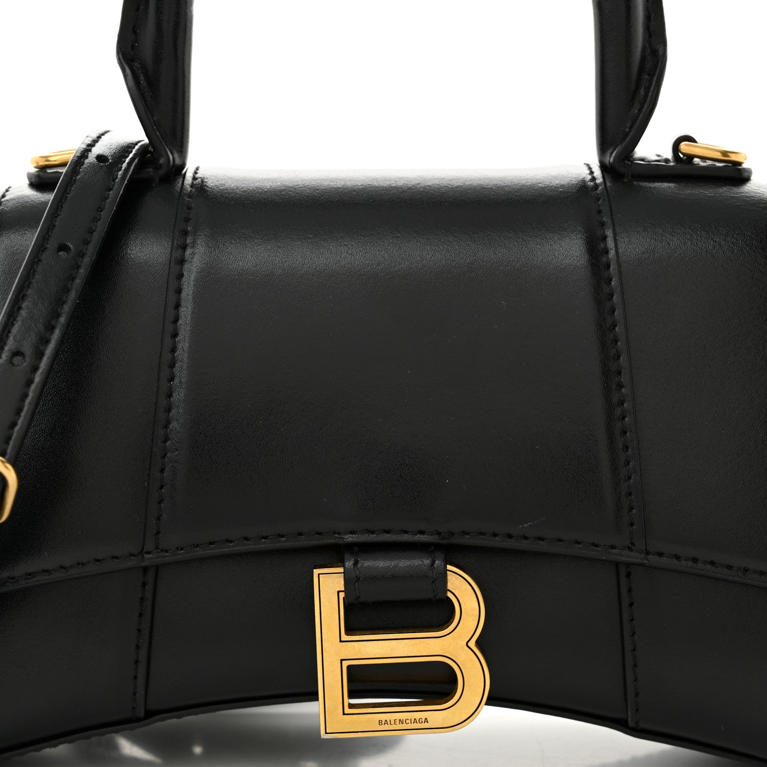 Balenciaga Shiny Box Calfskin Hourglass Top Handle Bag XS Black 9 of 13
