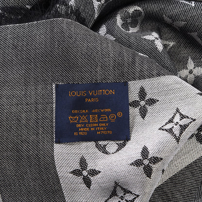 Louis Vuitton Wool Silk Monogram Denim Shawl Black 8 of 8