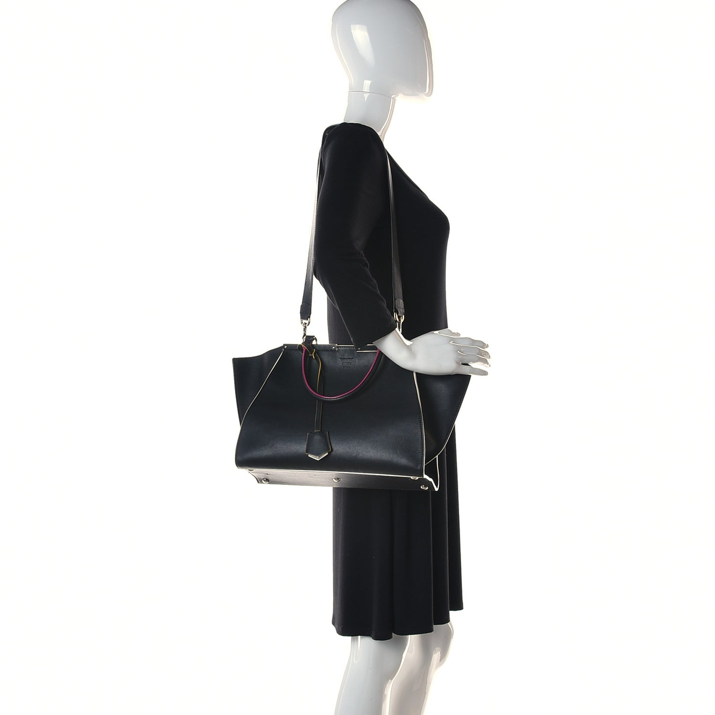 Vitello Dolce Shiny Nappa Petite 3Jours Tote Black Iris