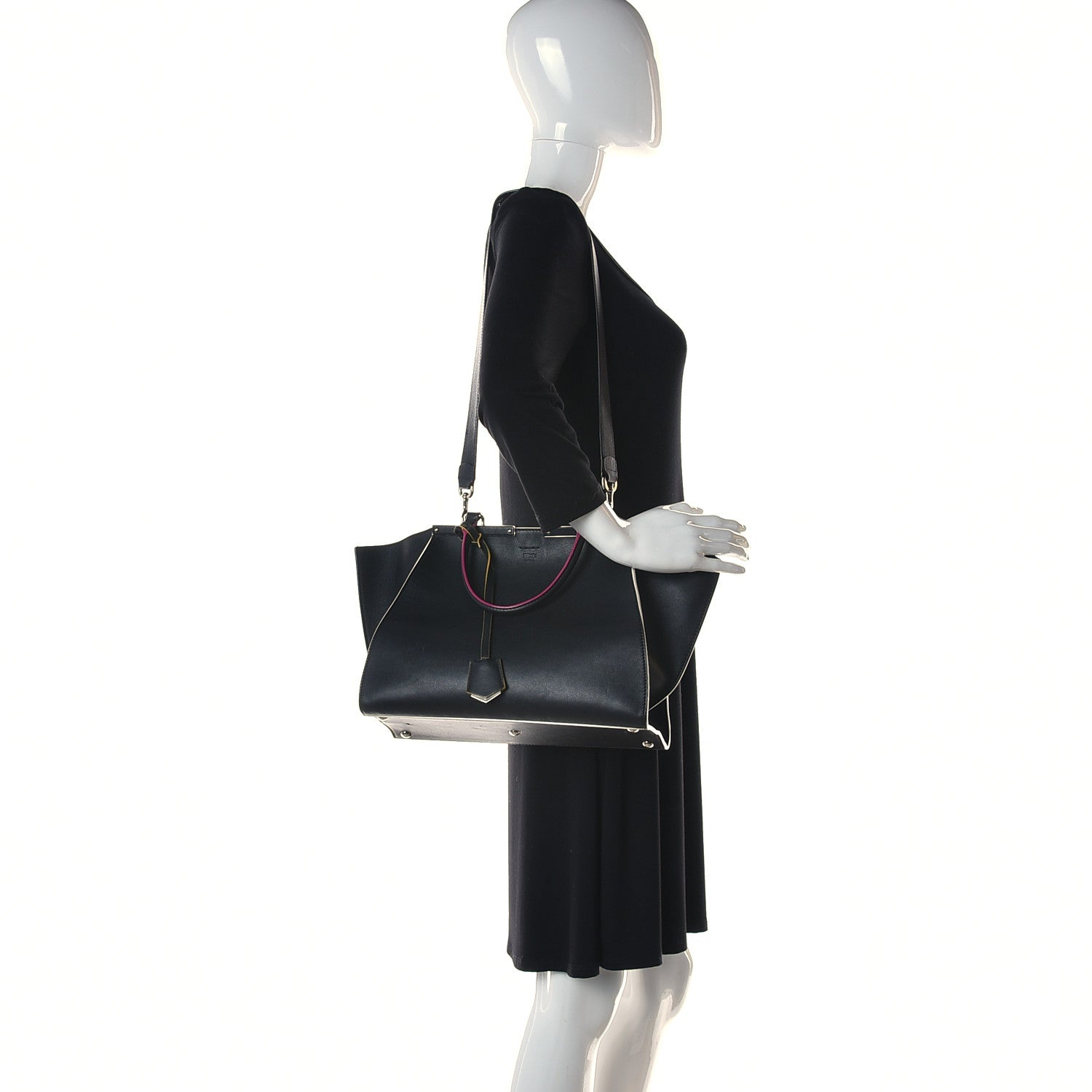 Fendi Vitello Dolce Shiny Nappa Petite 3Jours Tote Black Iris 3 of 13