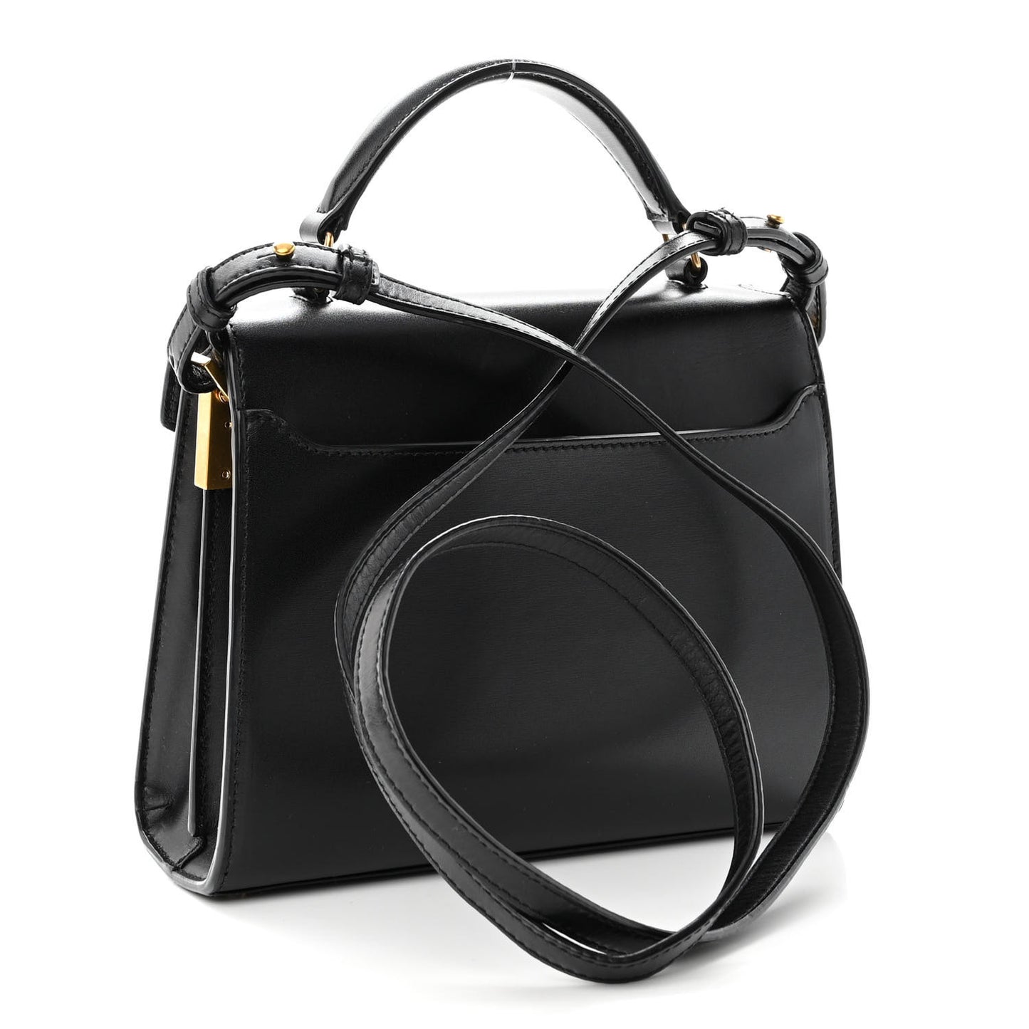 Calfskin Mini Classic Monogram Cassandra Top Handle Black