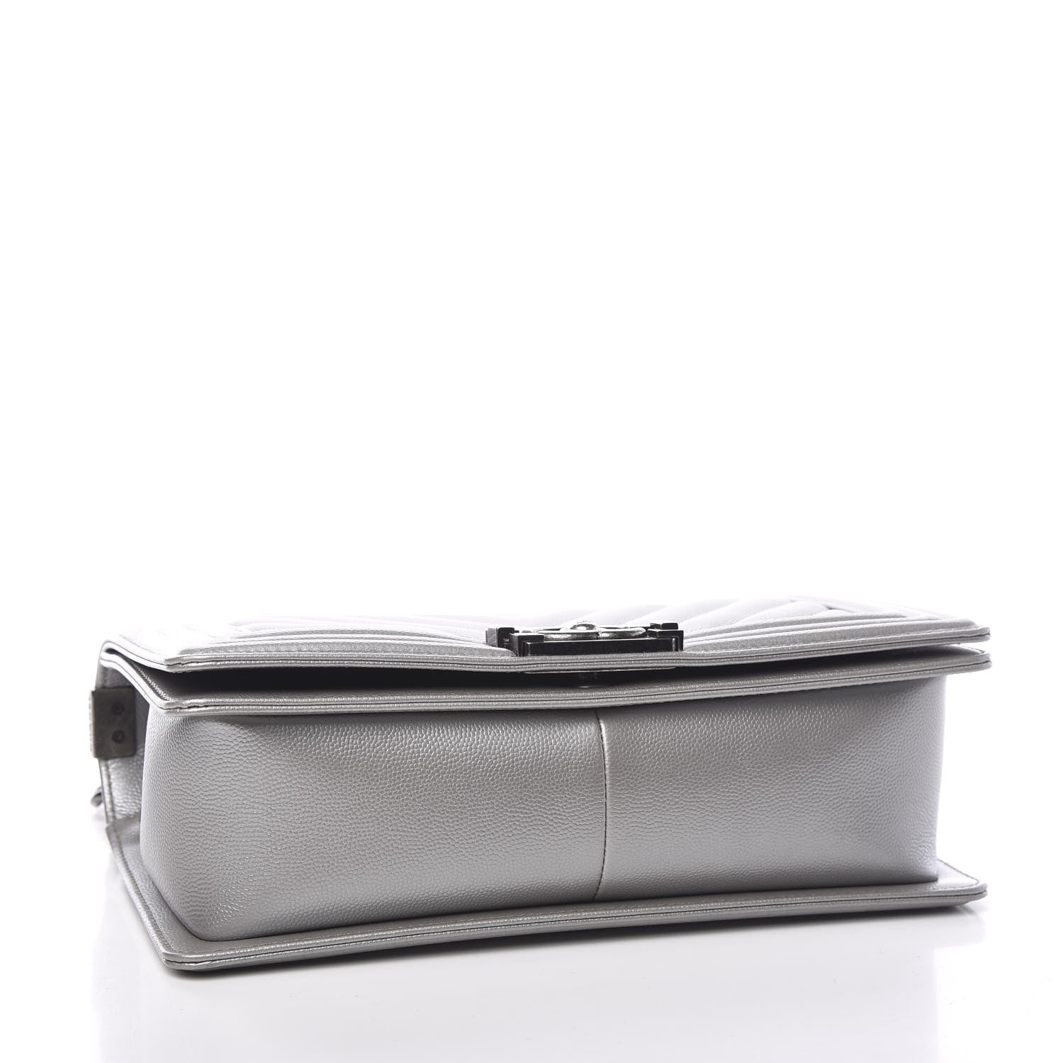 Chanel Metallic Caviar Chevron Quilted Medium Boy Flap Silver 3 of 11