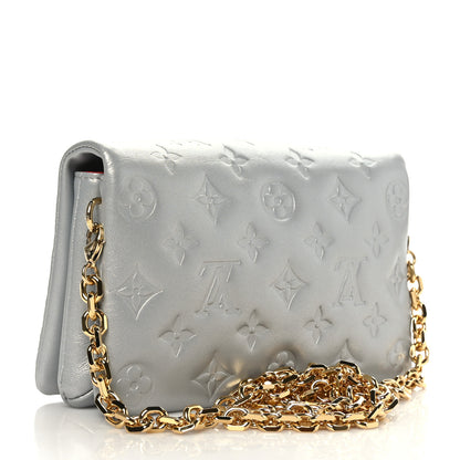 Louis Vuitton Metallic Lambskin Embossed Monogram Pochette Coussin Silver 2 of 8