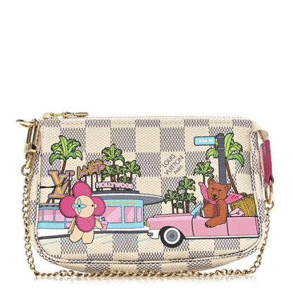 Louis Vuitton Damier Azur 2021 Christmas Animation Hollywood Mini Pochette Accessories Fuchsia 1 of 6