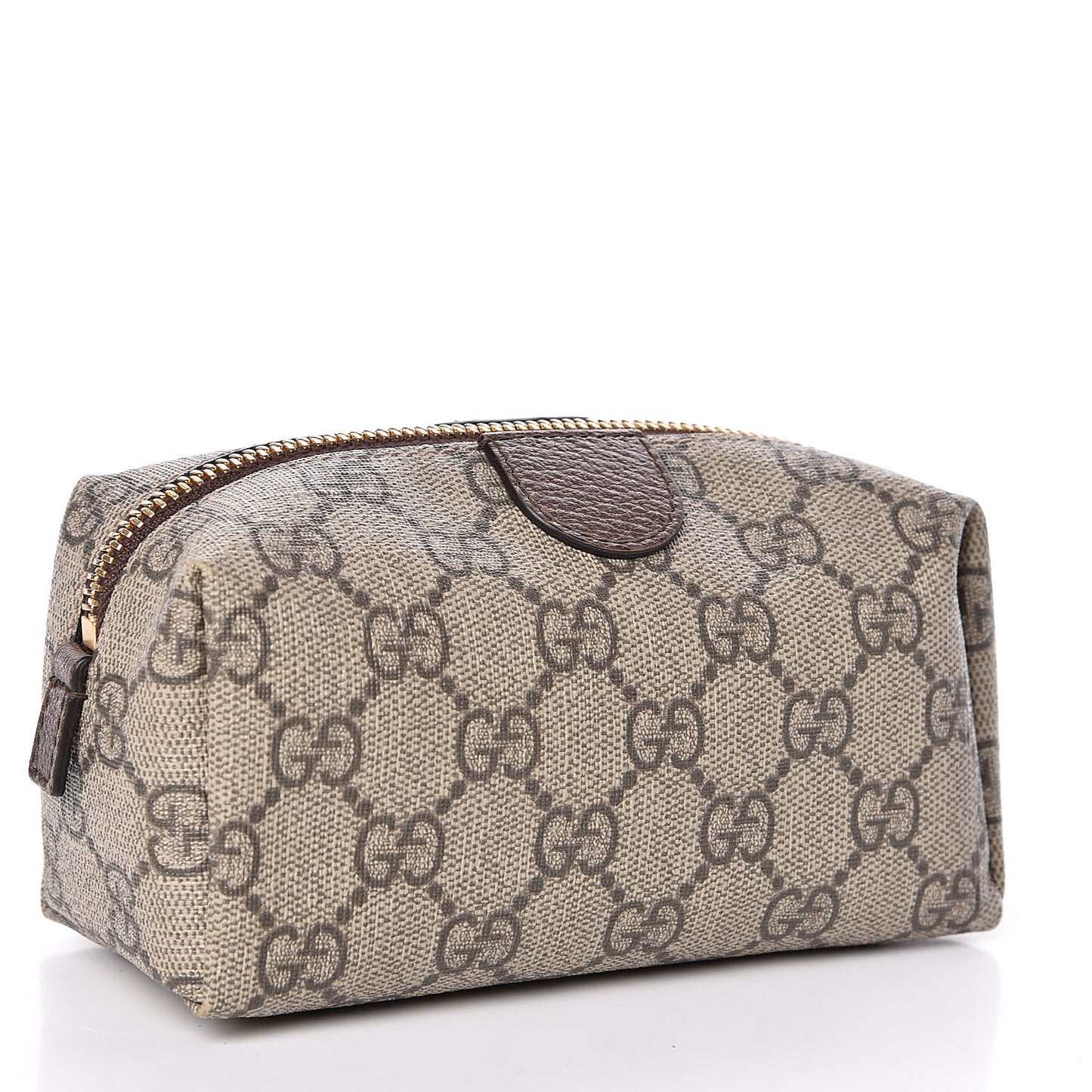 Soft GG Supreme Monogram Calfskin Small Ophidia Cosmetic Case Beige Ebony New Acero
