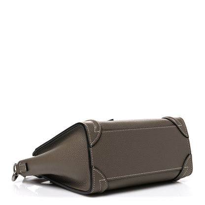 Celine Drummed Calfskin Nano Luggage Souris 3 of 10
