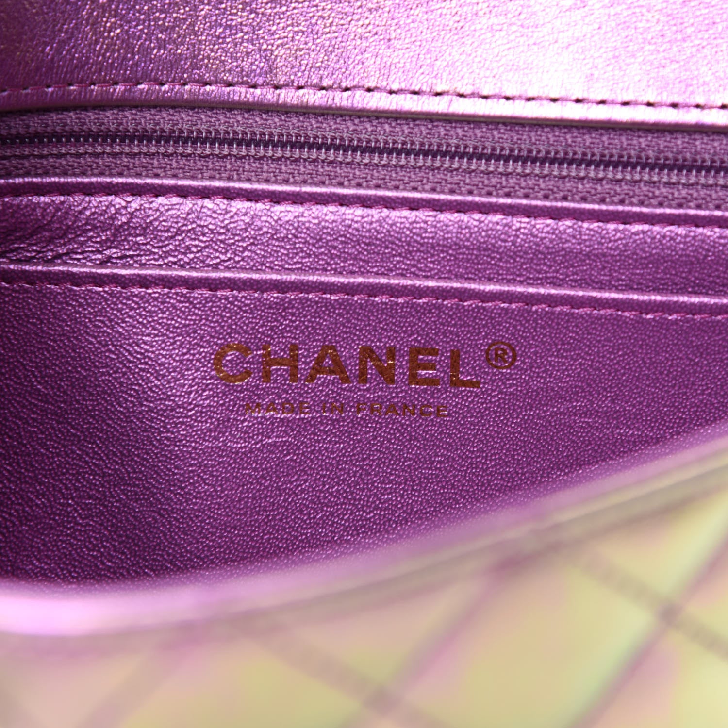 Chanel Iridescent Lambskin Quilted Mini Rectangular Flap Purple 8 of 10