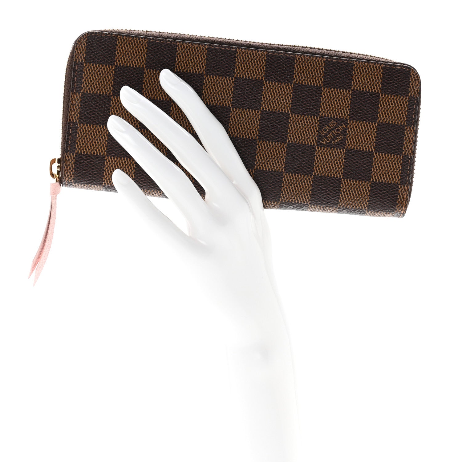 Louis Vuitton Damier Ebene Clemence Wallet Rose Ballerine 2 of 6