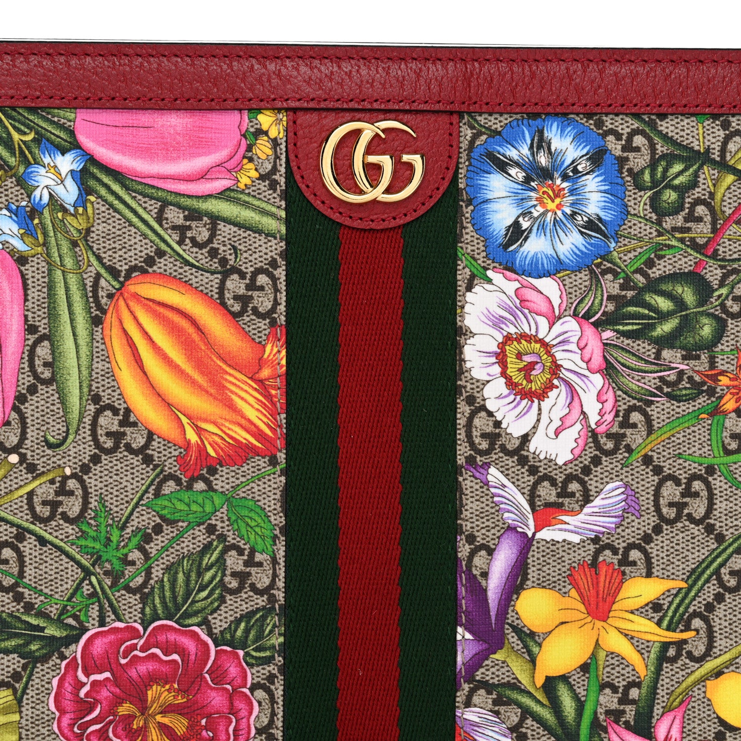 Gucci GG Supreme Monogram Flora Web Ophidia Pouch Red 8 of 10