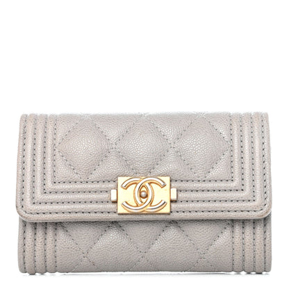 Chanel Caviar Quilted Boy Flap Card Holder Grey 1 of 4