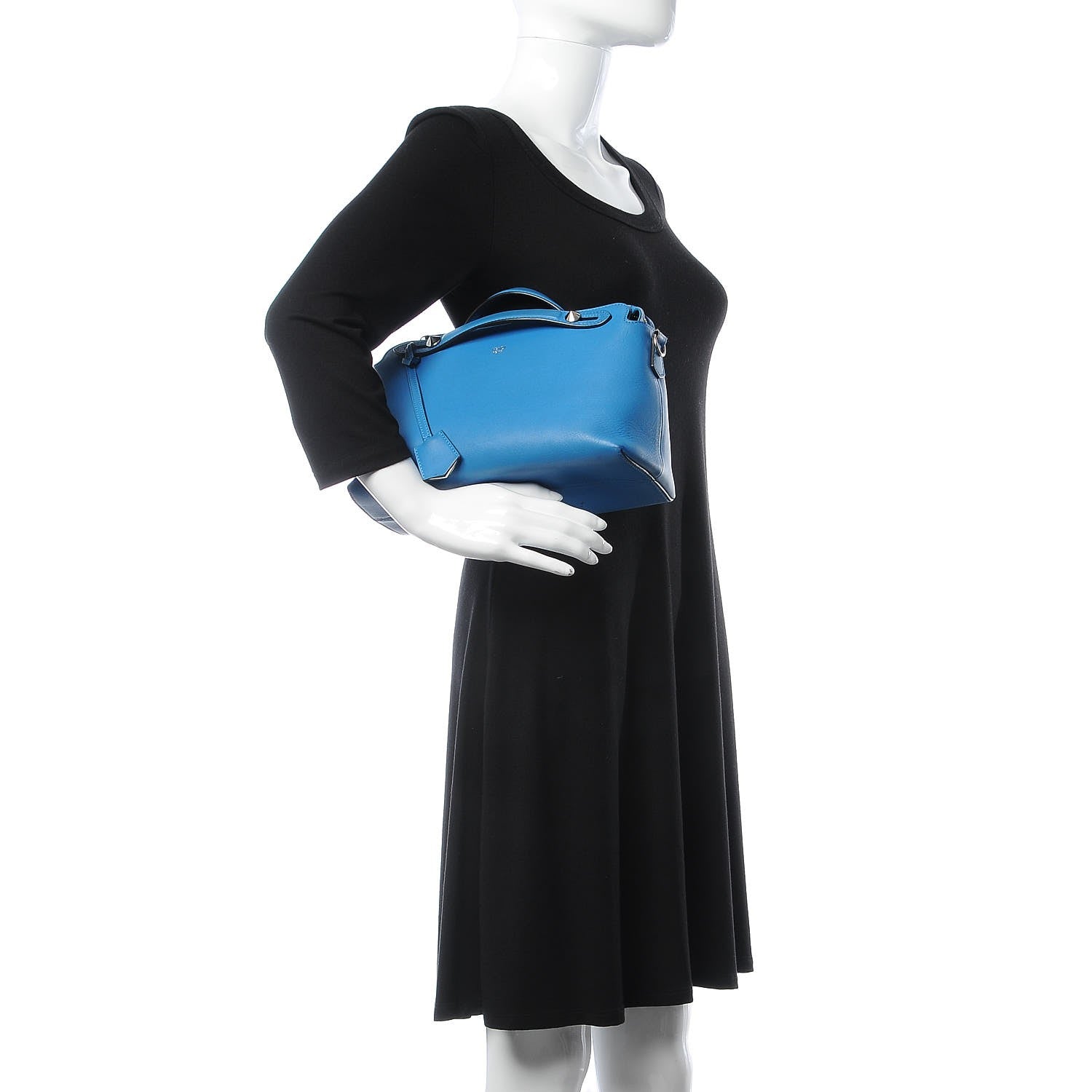 Fendi Vitello Dolce Medium By The Way Boston Bag Blue Royal 3 of 16