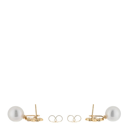 David Yurman 18K Yellow Gold Diamond South Sea Pearl Renaissance Trillion Drop Earrings 3 of 4