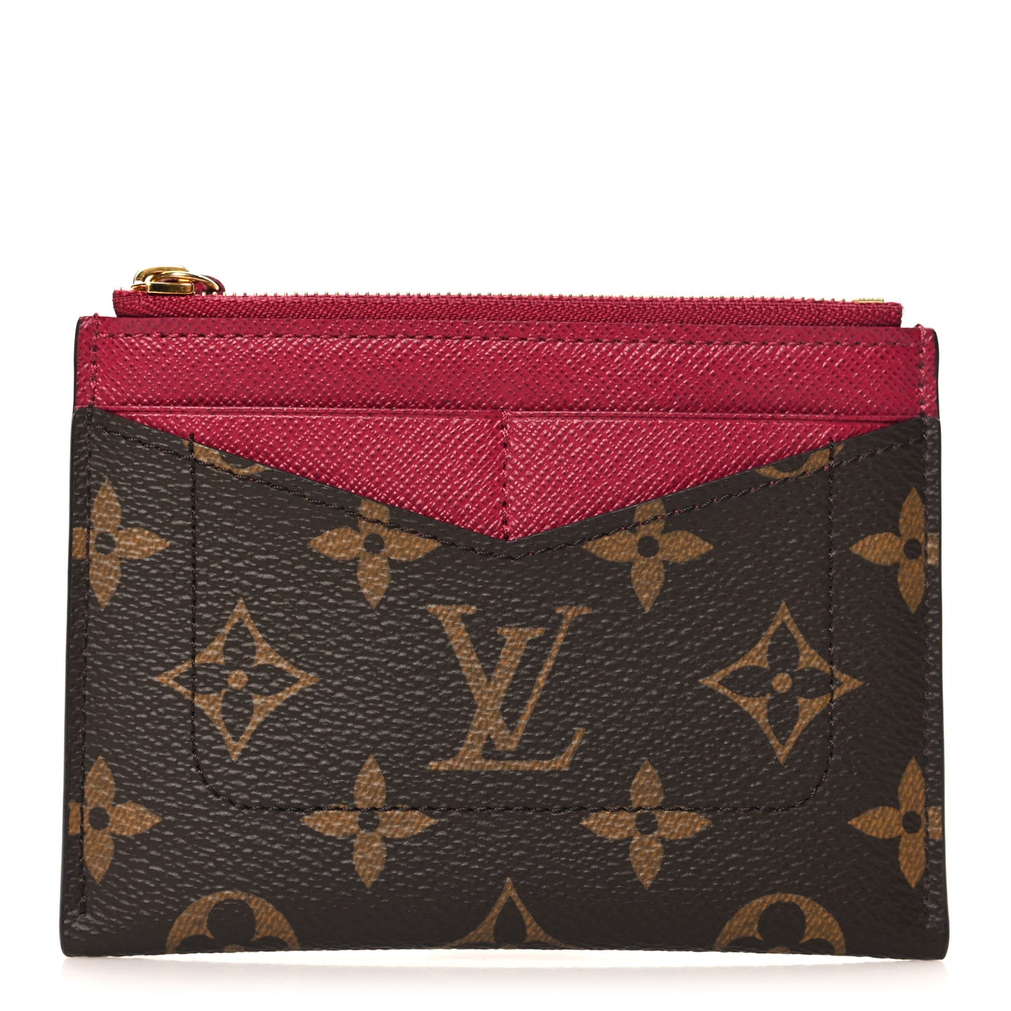 Monogram Zipped Card Holder Fuchsia