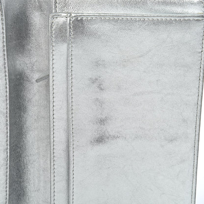 Chanel Metallic Patent Calfskin Quilted Lucky Symbols Yen Wallet Silver 9 of 19