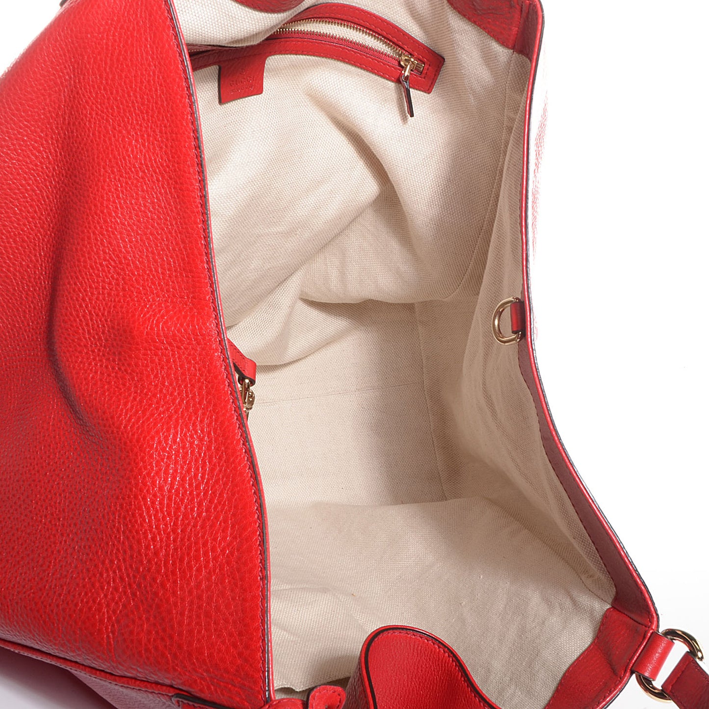 Pebbled Calfskin Large Soho Shoulder Bag Red