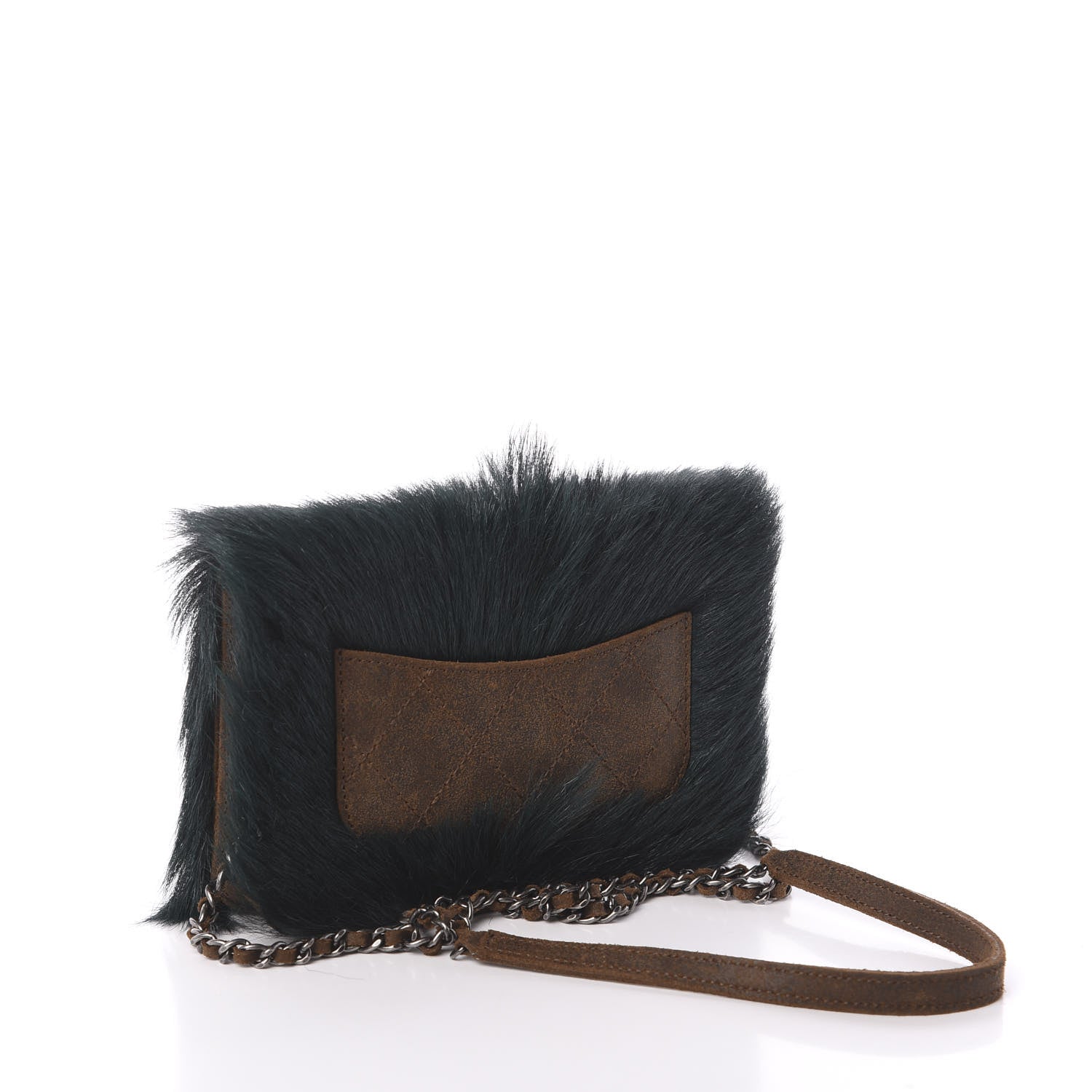 Chanel Goat Hair Wallet On Chain WOC Dark Green 3 of 10