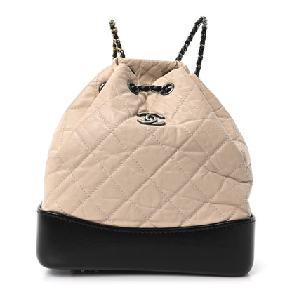 Chanel Aged Calfskin Quilted Small Gabrielle Backpack Beige Black 1 of 9