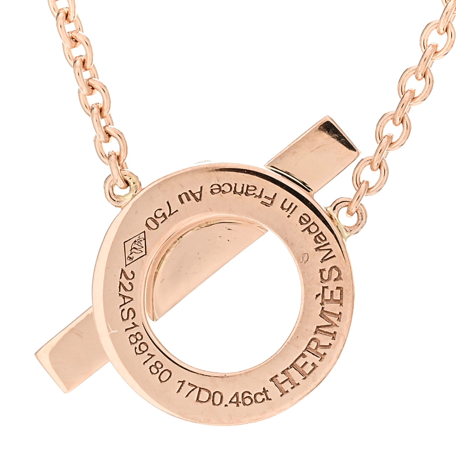 Hermes 18K Rose Gold Diamond Finesse Pendant Necklace 3 of 4