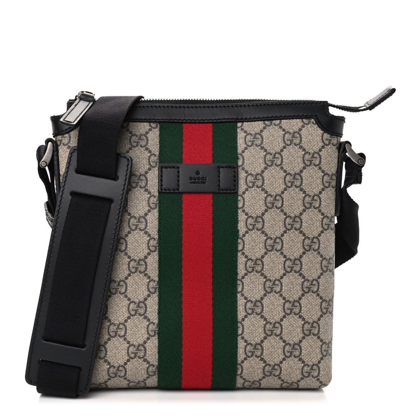 GG Supreme Monogram Web Messenger Bag Black