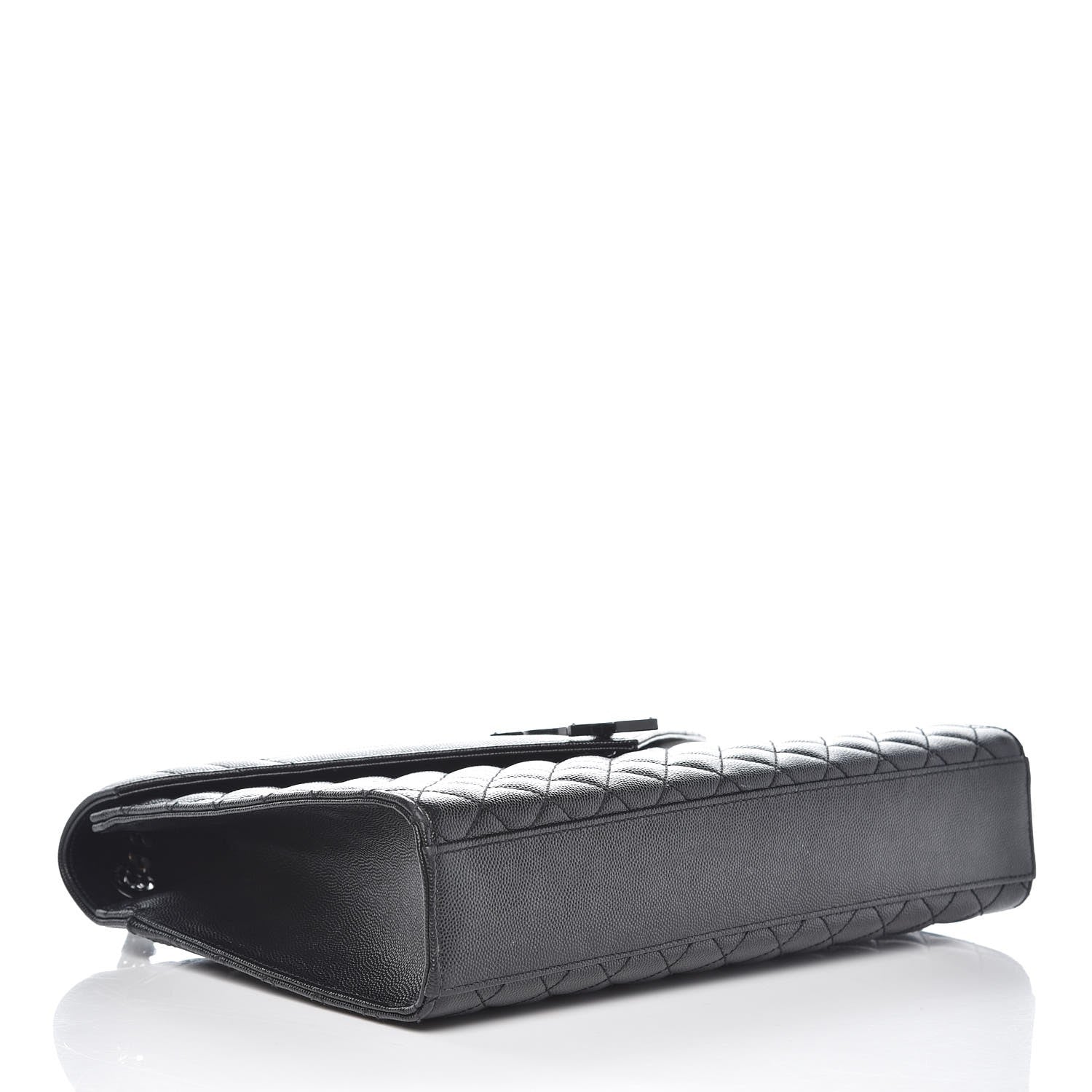 Saint Laurent Grain De Poudre Textured Mixed Matelasse Large Triquilt Monogram Monochrome Satchel Black 4 of 11