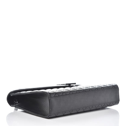 Saint Laurent Grain De Poudre Textured Mixed Matelasse Large Triquilt Monogram Monochrome Satchel Black 4 of 11