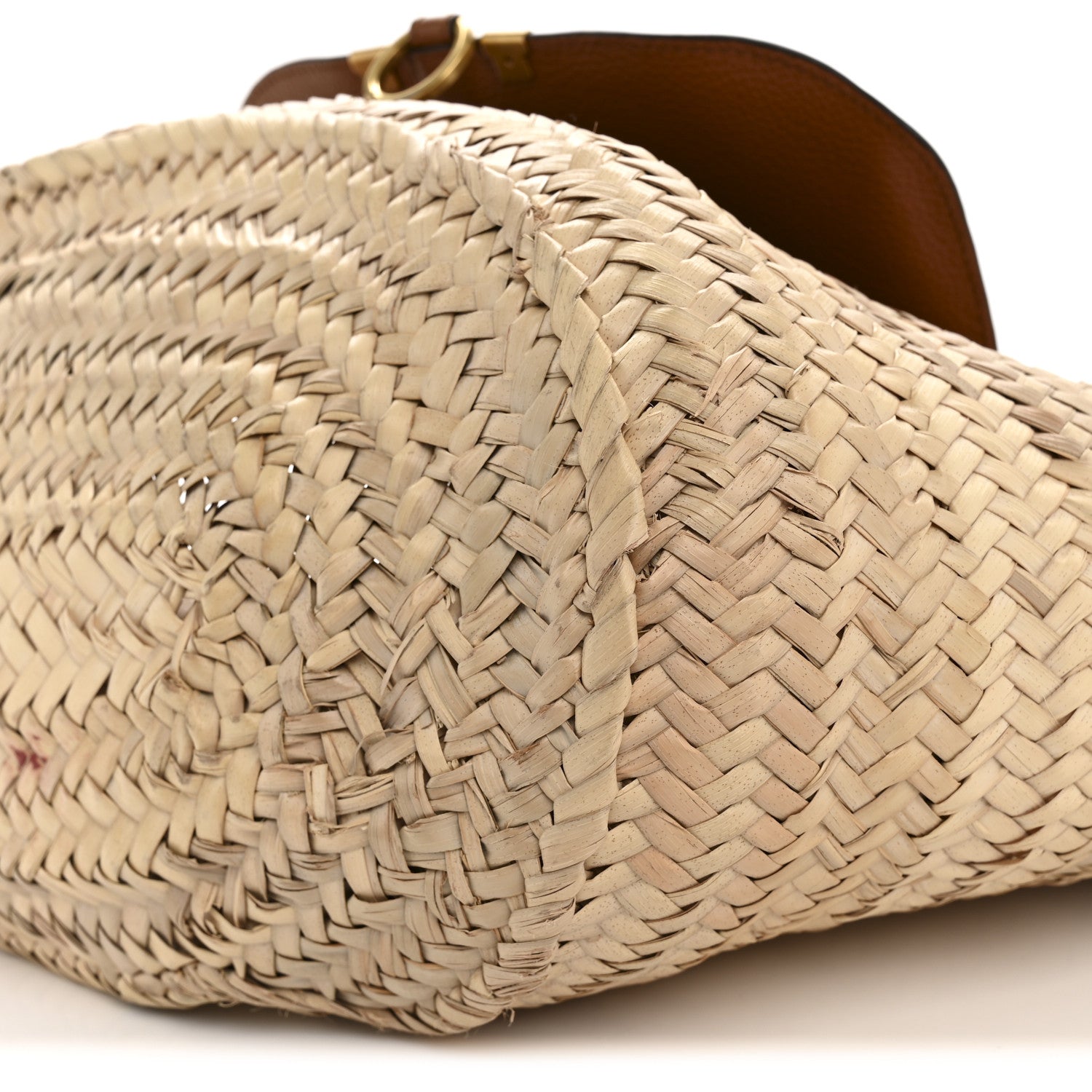 Chloe Raffia Small Grain Calfskin Medium Marcie Basket Tan 10 of 12