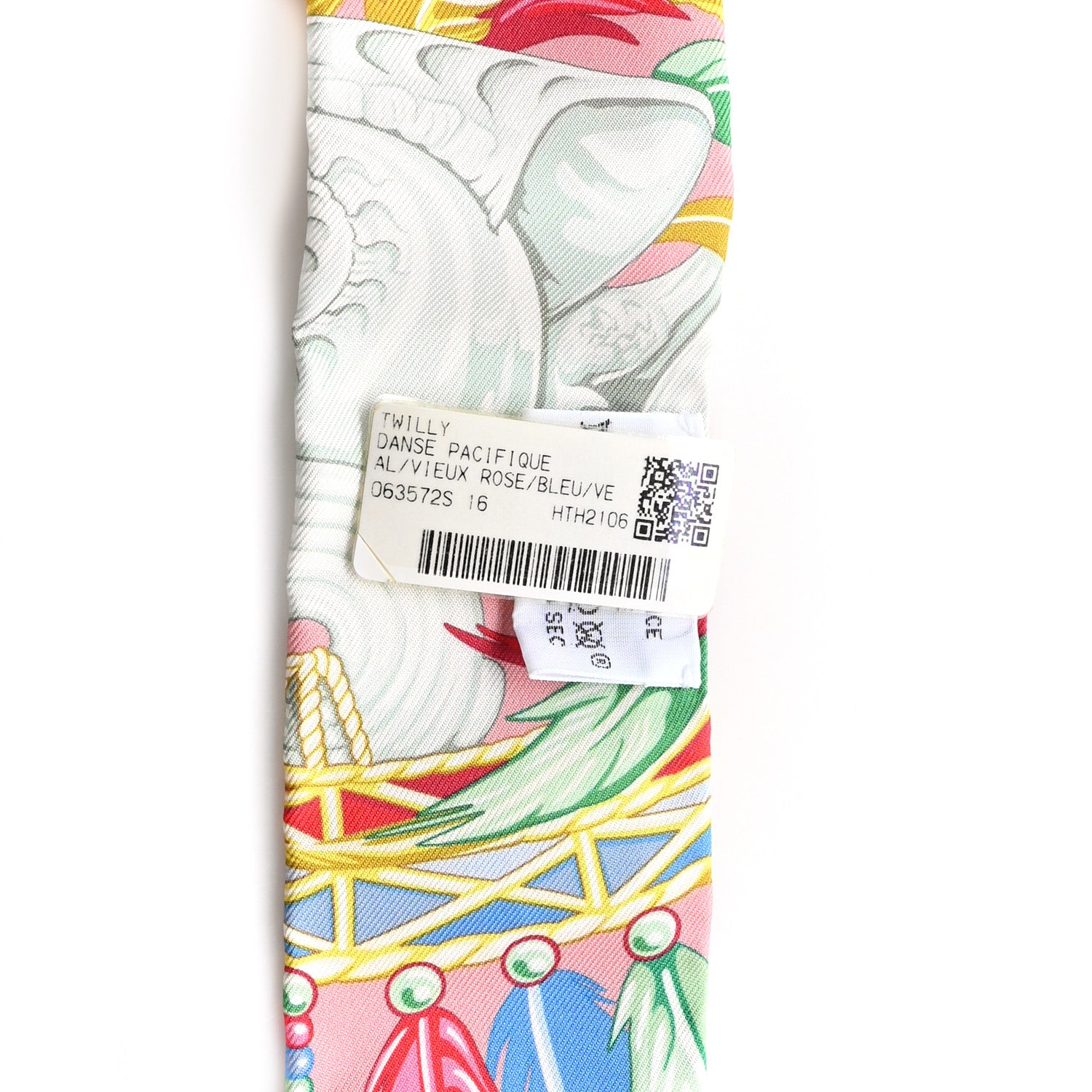 Hermes Silk La Danse Pacifique Twilly Vieux Rose Bleu Vert 3 of 4