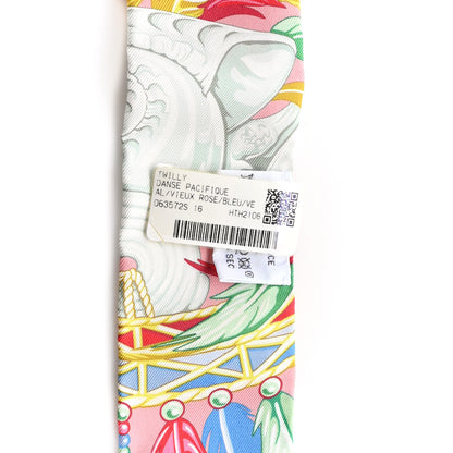 Hermes Silk La Danse Pacifique Twilly Vieux Rose Bleu Vert 3 of 4