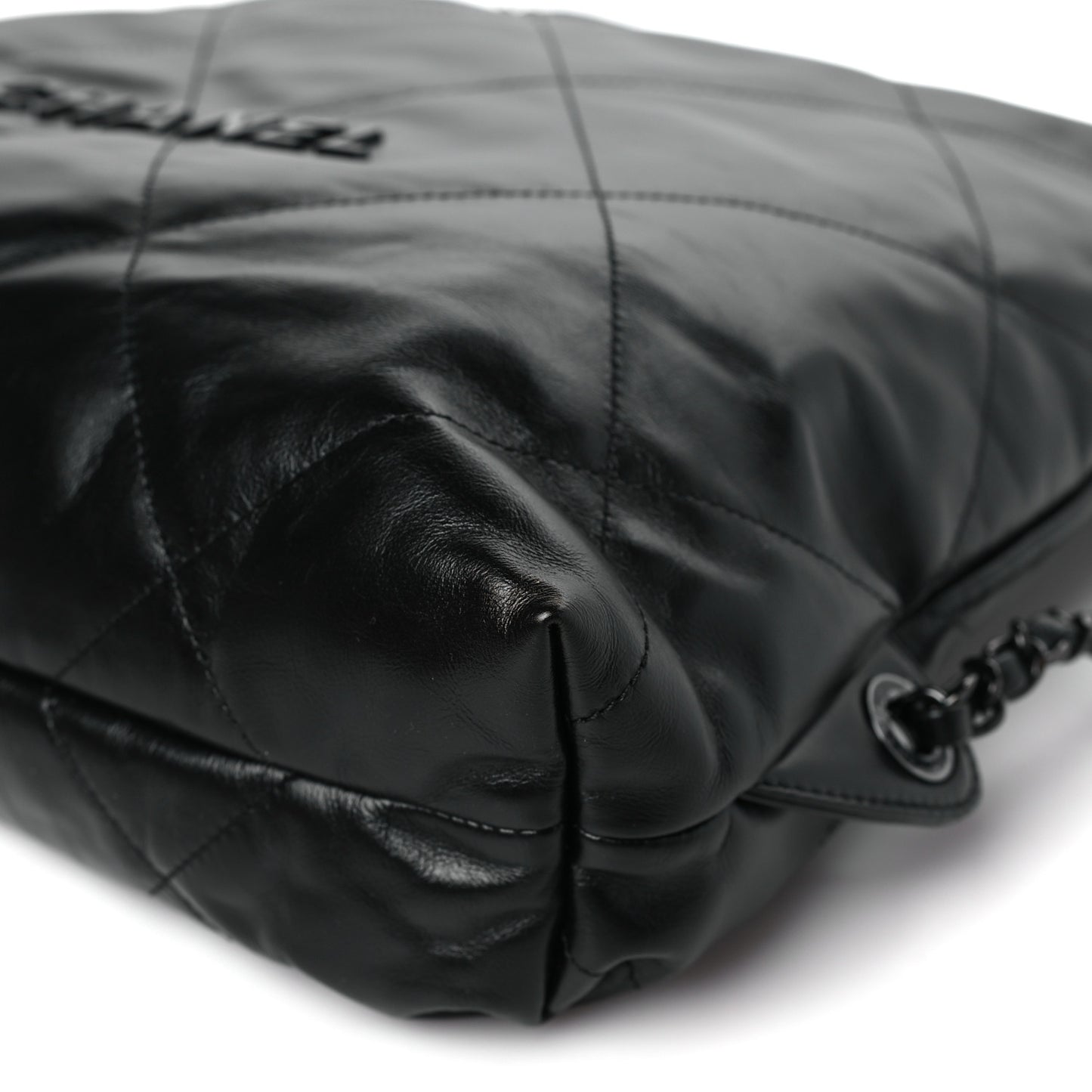 Shiny Calfskin Quilted Chanel 22 Backpack So Black