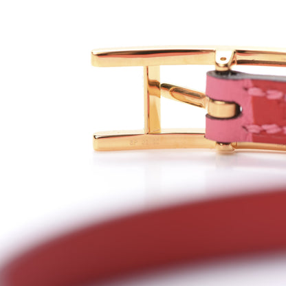 Hermes Swift Chamonix Behapi Double Tour Reversible Bracelet Rose Azalee Rouge De Coeur 6 of 7